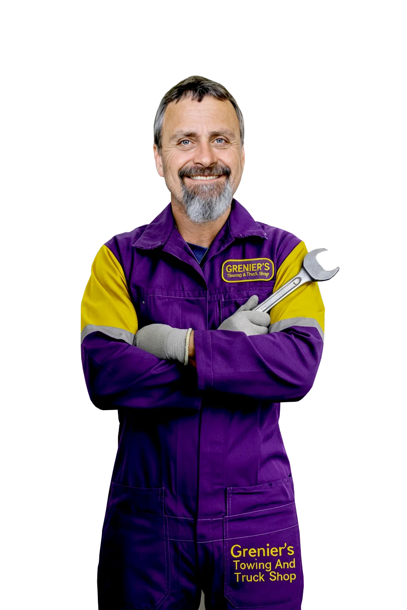 Alex Grenier with tow truck