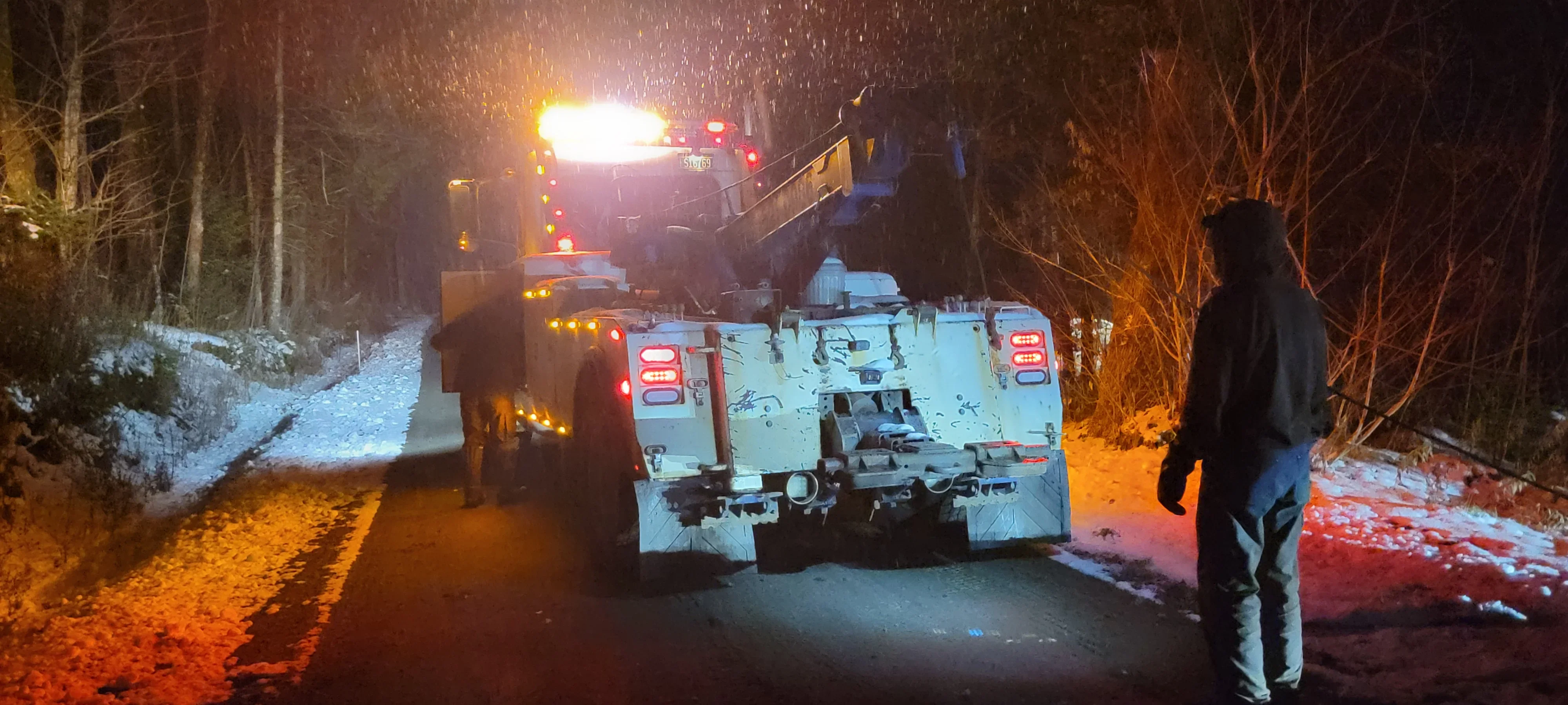 Night Snow Tow Truck Recovery