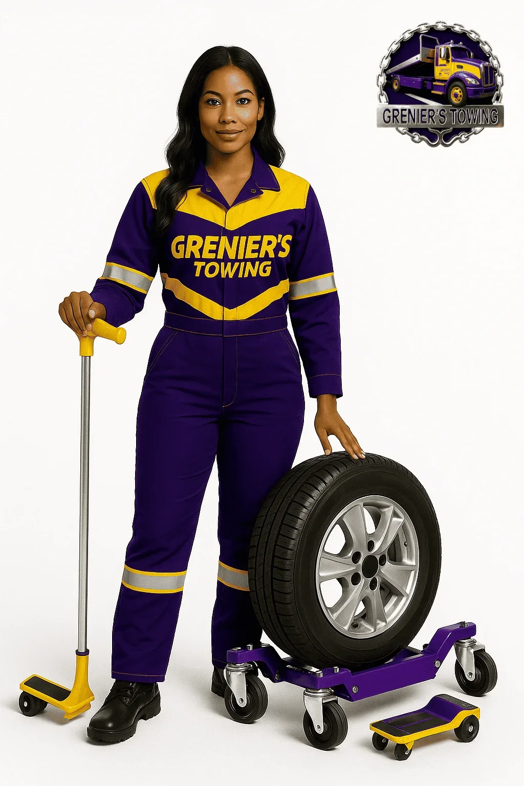 Grenier's dollies towing truck in action West Charleston VT